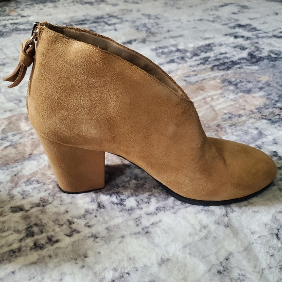 NWOT Dr. Scholl's Women's All Good Zipper Almond Toe Leather Booties camel, Sz 9 - Picture 3 of 12